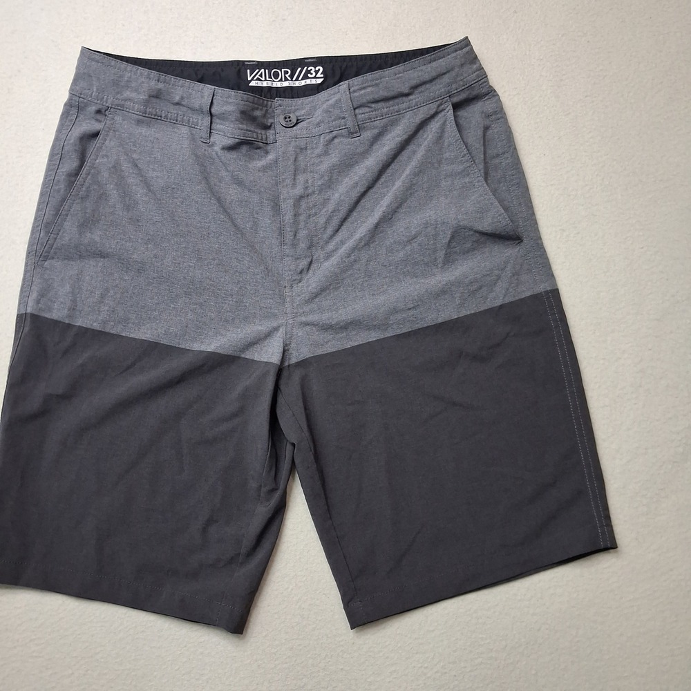 Valor‎ 32 Hybrid Shorts Mens 32 Grey Color Block Board Shorts Walk Shorts